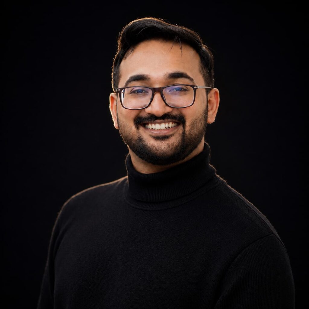 Testimonial portrait of Sachin Sebastian, Design Lead at Great Learning, endorsing product design and digital marketing services in Thrissur