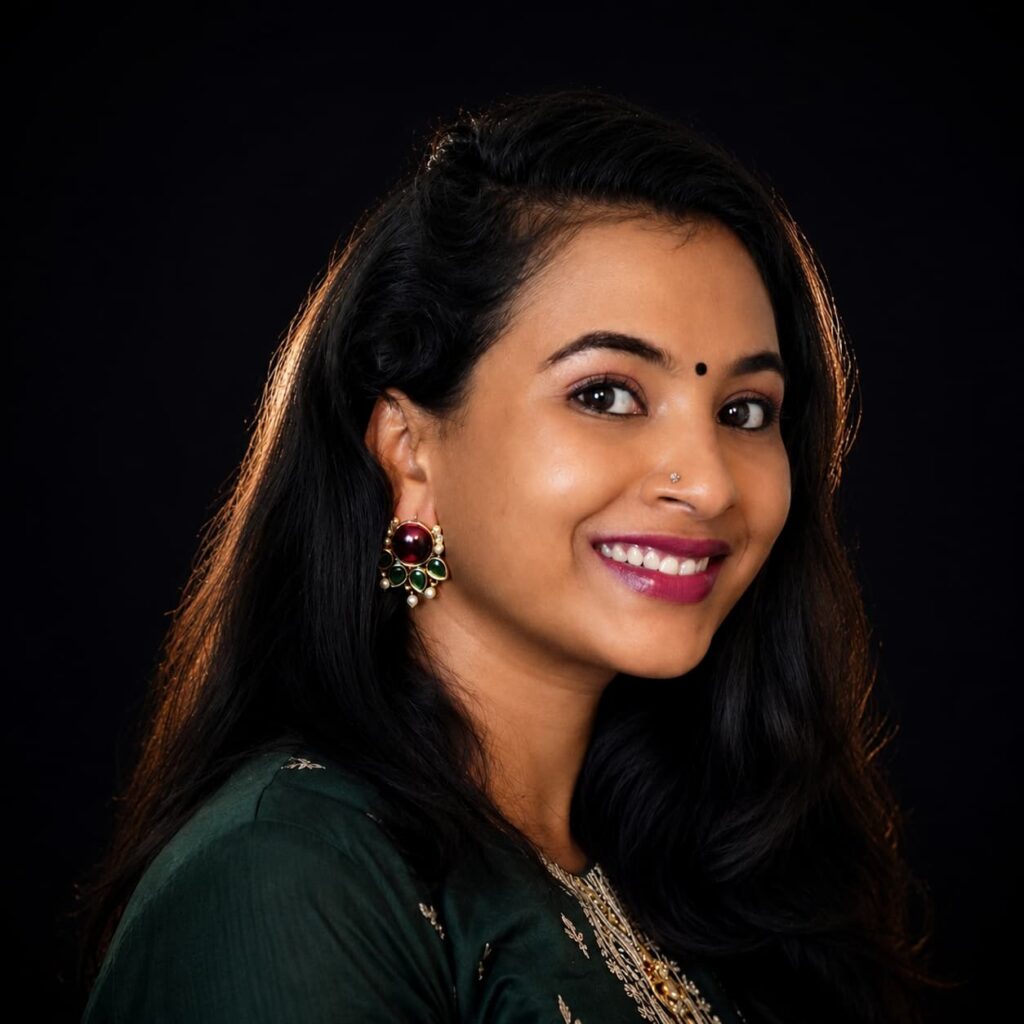 Testimonial portrait of Sreeja Sukumaran, YouTuber and Social Media Influencer, endorsing digital marketing services in Thrissur